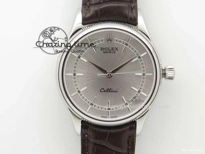 0406 Cellini Date YG White Numeral Dial On Brown Leather Strap A Affordable 3883